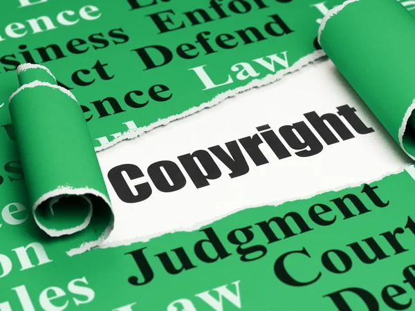 Law concept: black text Copyright under the piece of  torn paper — Stock Photo, Image