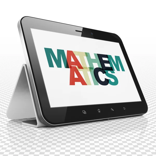 Inlärnings koncept: Tablet PC med matematik på displayen — Stockfoto