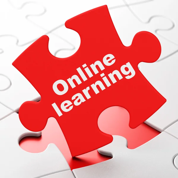 Education concept: Online Learning on puzzle background — Stok fotoğraf