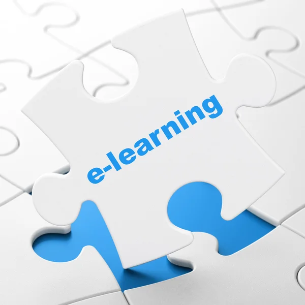 Concepto de educación: E-learning on puzzle background —  Fotos de Stock