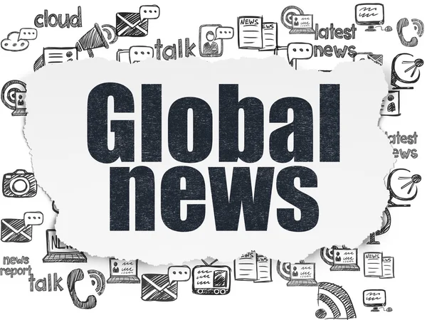 News concept: Global News on Torn Paper background — Stock Photo, Image