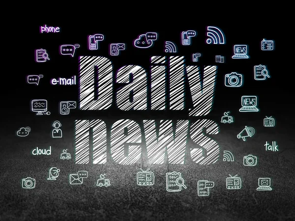 Hírek koncepció: Daily News grunge sötét szobában — Stock Fotó