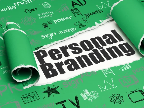 Advertising concept: black text Personal Branding under the piece of  torn paper — Stock Photo, Image