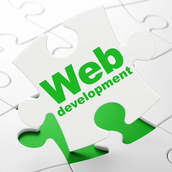 Web Development concept: web ontwikkeling op puzzel achtergrond — Stockfoto