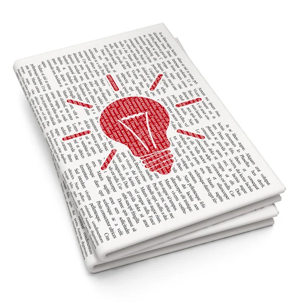 Business concept: Light Bulb on Newspaper background — ストック写真