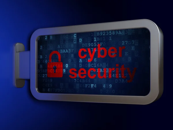 Security concept: Cyber Security and Closed Padlock on billboard background — Stock Photo, Image