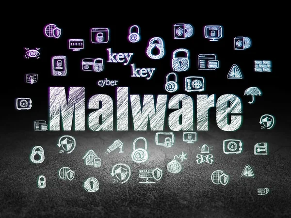 Säkerhetskoncept: Malware i grunge mörkt rum — Stockfoto