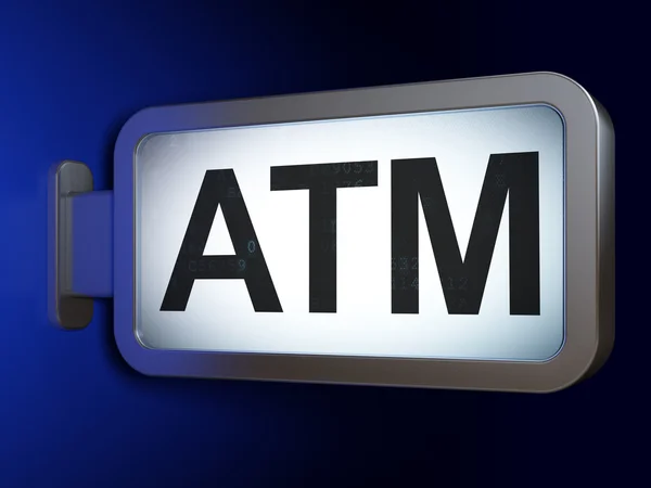Concepto de dinero: ATM en el fondo de la cartelera — Foto de Stock