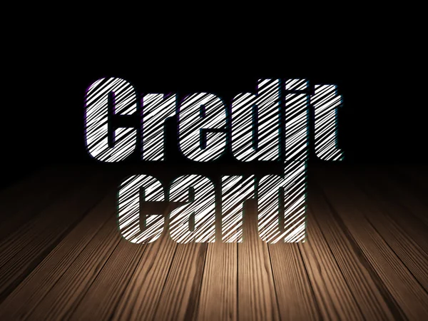 Koncepcja pieniędzy: karty kredytowe w ciemnym pokoju grunge — Zdjęcie stockowe