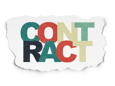 Ekonomi kavramı: sözleşme yırtılmış kağıt arka plan üzerinde