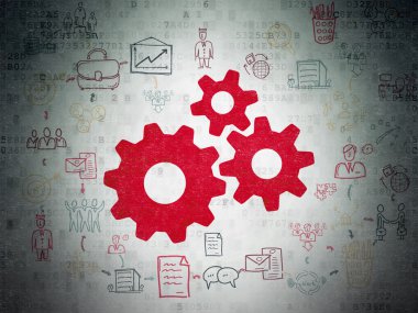 Business concept: Gears on Digital Paper background