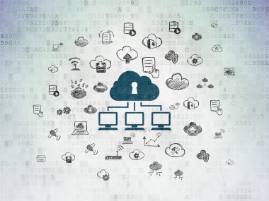 Ağ kavramı bulut: dijital kağıt arka plan bulut ağda