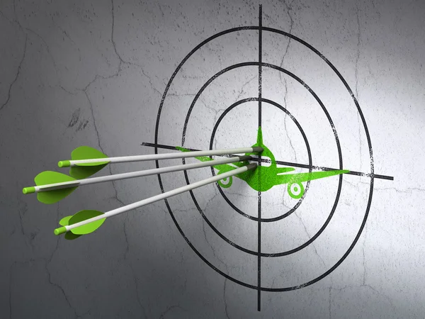 Vacation concept: arrows in Aircraft target on wall background — Stock Photo, Image