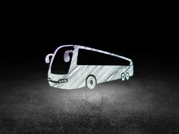 Pojęcie turystyki: autobus w ciemnym pokoju grunge — Zdjęcie stockowe