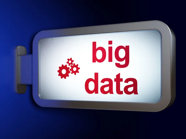 Conceito de informação: Big Data and Gears on billboard background — Fotografia de Stock
