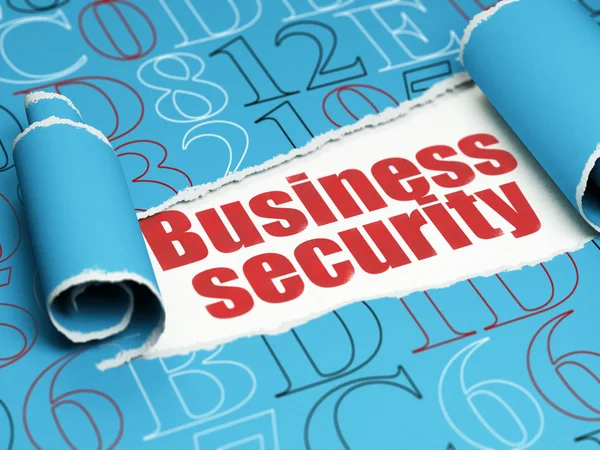 Concepto de seguridad: texto rojo Business Security bajo el trozo de papel roto — Foto de Stock