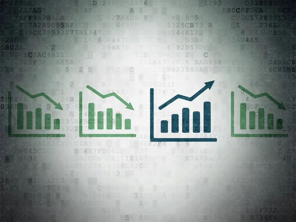 Concepto financiero: icono del gráfico de crecimiento en el fondo del papel digital —  Fotos de Stock