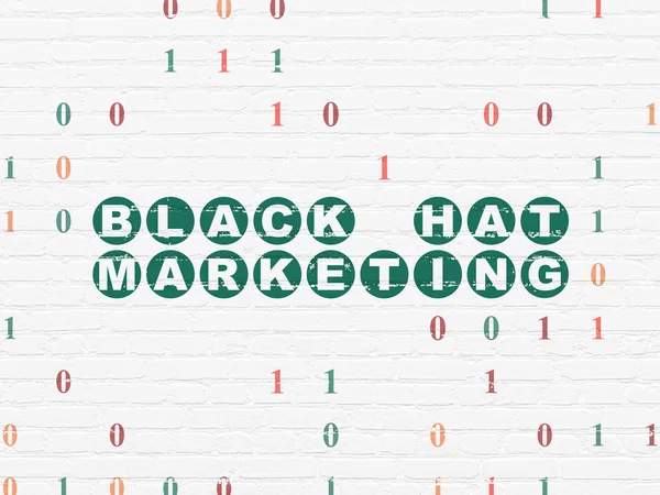 Financiën concept: black hat marketing op muur achtergrond — Stockfoto