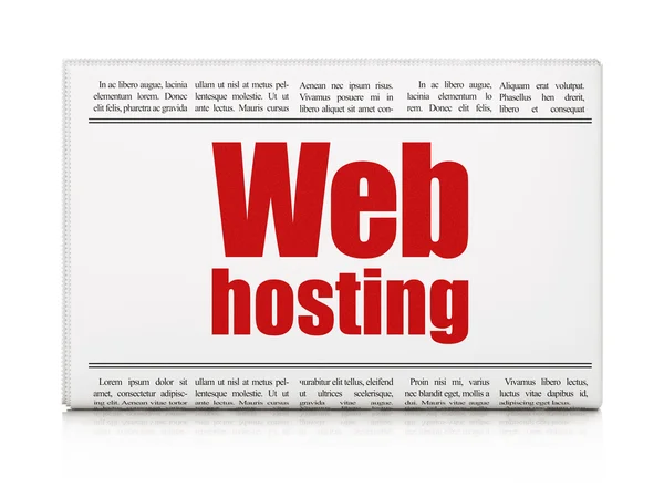 Концепция веб-разработки: заголовок газеты Web Hosting — стоковое фото