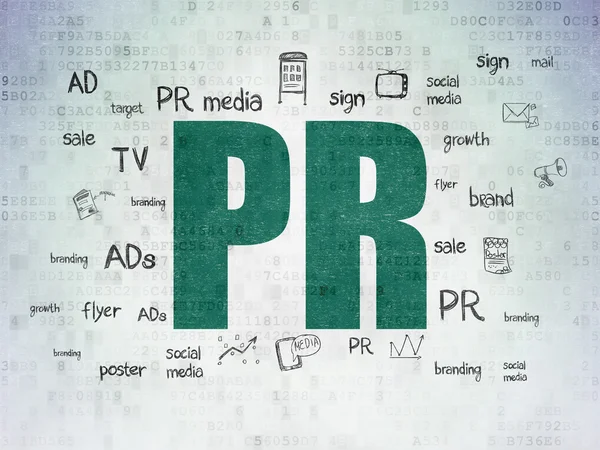 Marketingkonzept: PR auf digitalem Papier Hintergrund — Stockfoto