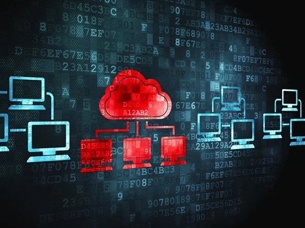 Concetto di cloud computing: tecnologia cloud su sfondo digitale — Foto Stock