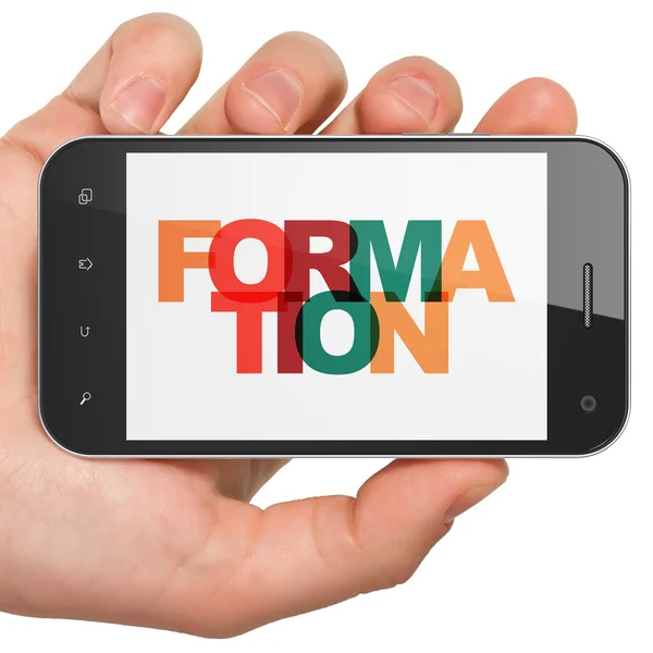 Concept d'apprentissage : Smartphone portatif avec formation à l'écran — Photo