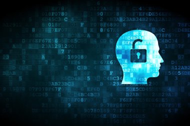 iş kavramı: dijital arka plan asma kilit ile baş