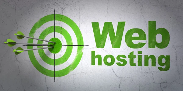 Web development concept: target and Web Hosting on wall background — Stock Photo, Image