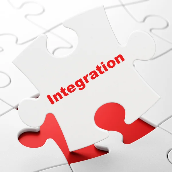Koncepcja biznesowa: integracja na tle puzzle — Zdjęcie stockowe