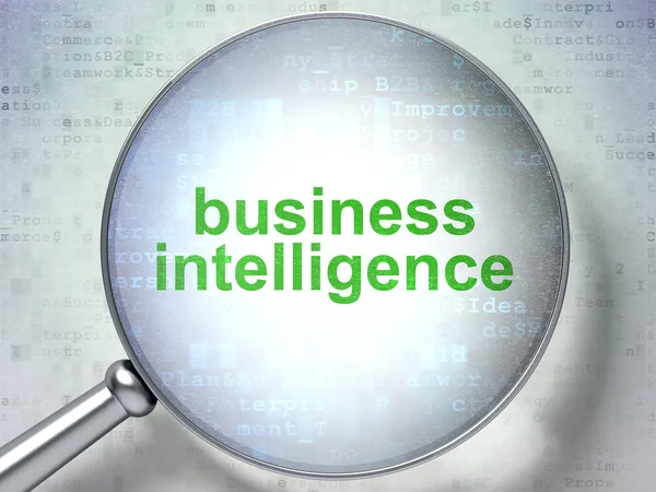Business concept: Business Intelligence with optical glass — Stock Photo, Image