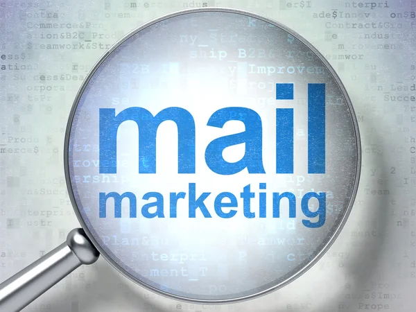 Marketing koncept: Mail Marketing med optisk glas - Stock-foto
