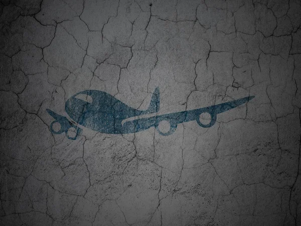 Resekoncept: flygplan på grunge Wall bakgrund — Stockfoto
