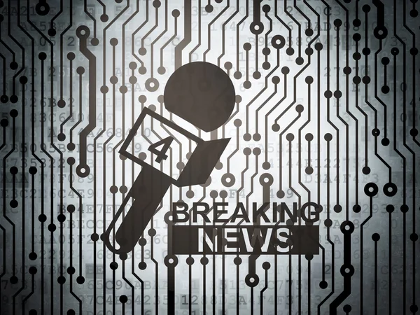 News concept: circuit board with Breaking News And Microphone — 图库照片