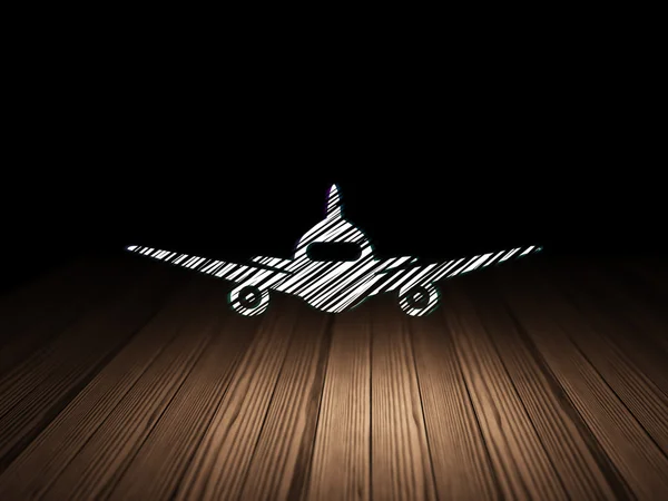 Toerisme concept: vliegtuigen in de donkere kamer grunge — Stockfoto