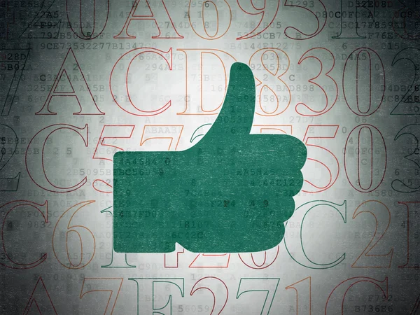 Conceito de rede social: Thumb Up on Digital Paper background — Fotografia de Stock