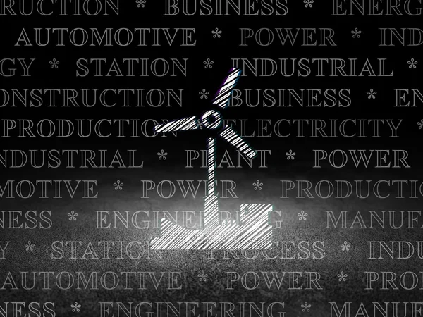 Manufacuring concept: Windmill in grunge dark room — Stockfoto