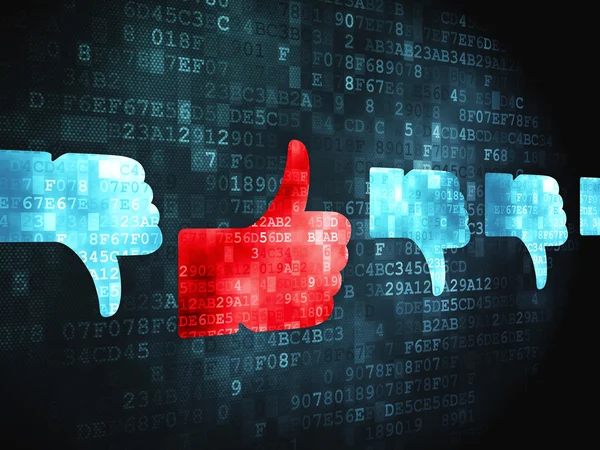 Conceito de mídia social: Thumb Up, Down on digital background — Fotografia de Stock