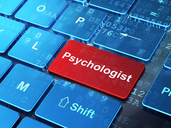 医学概念: 心理学家在计算机键盘背景 — 图库照片