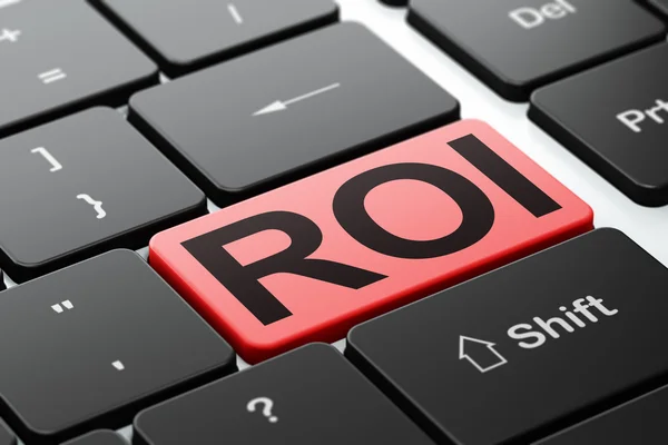 Concept de finance : ROI sur fond de clavier d'ordinateur — Photo