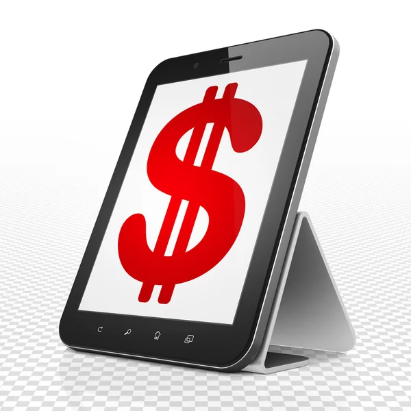Conceito bancário: Tablet Computador com Dólar em exibição — Fotografia de Stock