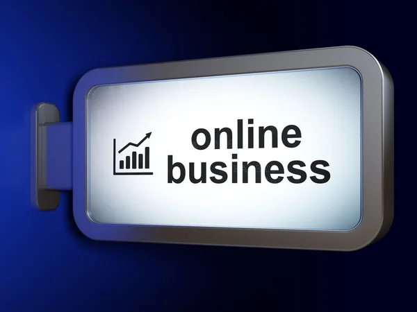 ビジネス コンセプト: オンライン ビジネスとの成長グラフ看板背景 — ストック写真