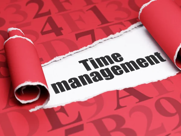 Концепция времени: черный текст Time Management под клочком разорванной бумаги — стоковое фото