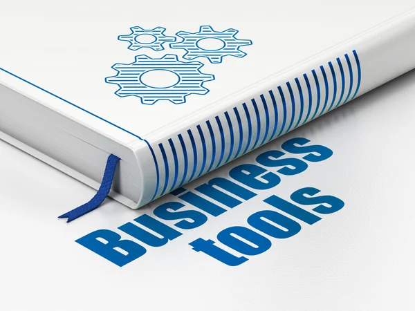 Business concept: libro Ingranaggi, Business Tools su sfondo bianco — Foto Stock