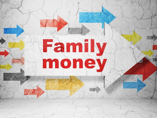 Banking concept: arrow with Family Money on grunge wall background — 스톡 사진