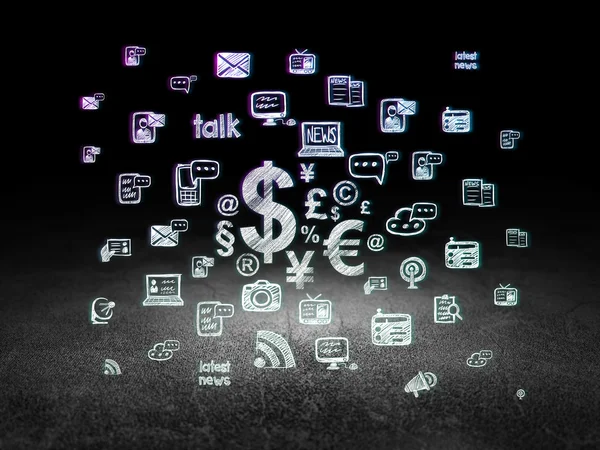 News concept: Finance Symbol in grunge dark room — Stockfoto