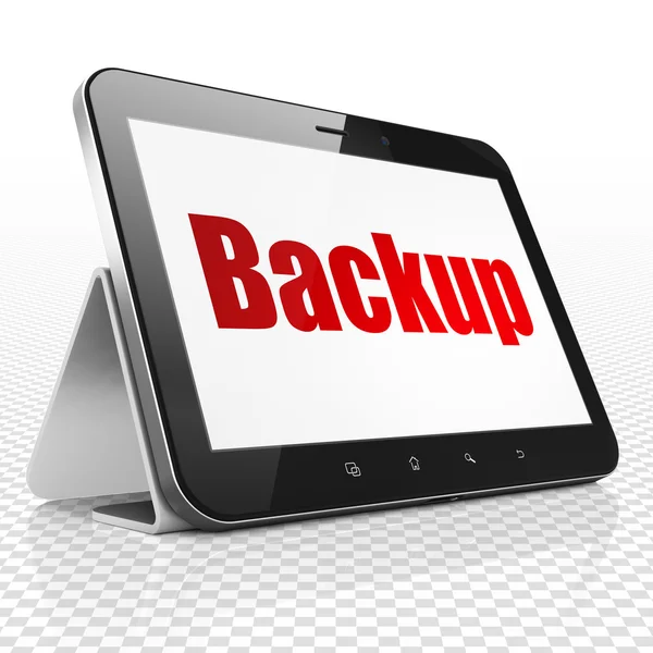 Software concept: Tablet Computer with Backup on display — Stock Photo, Image