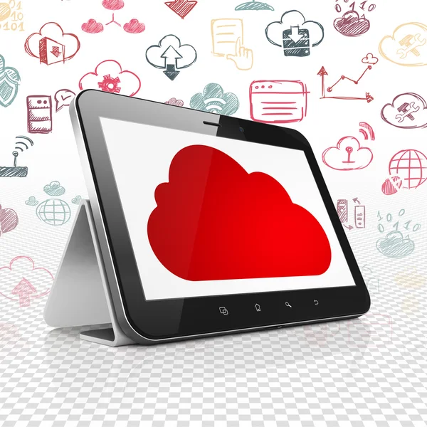 Cloud netwerken concept: Tablet PC met Cloud op display — Stockfoto