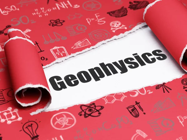 Bilim kavramı: yırtık kağıt parçası altında siyah metin Geophysics