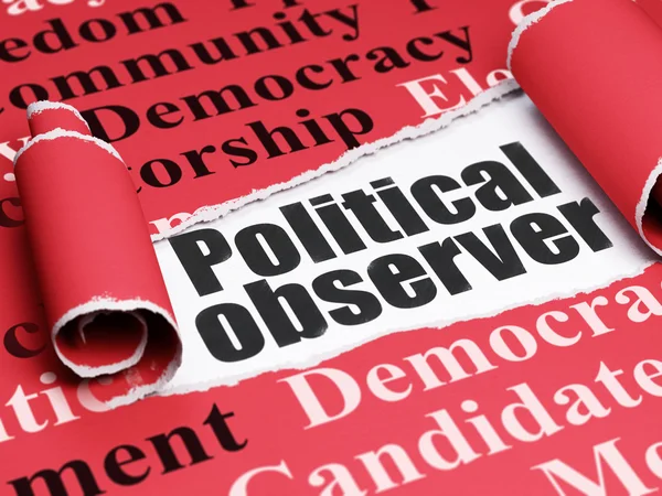 Political concept: black text Political Observer under the piece of  torn paper — Stockfoto