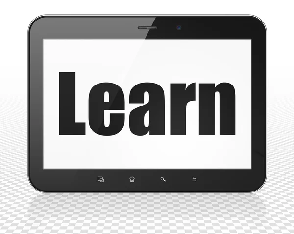 Concepto de estudio: Tablet PC Computer con Learn en pantalla — Foto de Stock